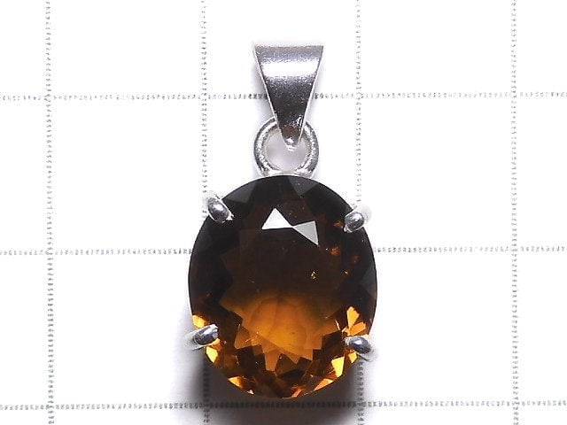 [Video][One of a kind] High Quality Brandy Quartz AAA Faceted Pendant Silver925 NO.14