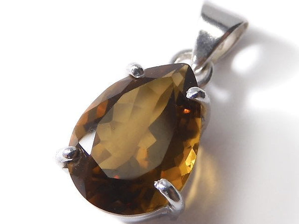 [Video][One of a kind] High Quality Brandy Quartz AAA Faceted Pendant Silver925 NO.15