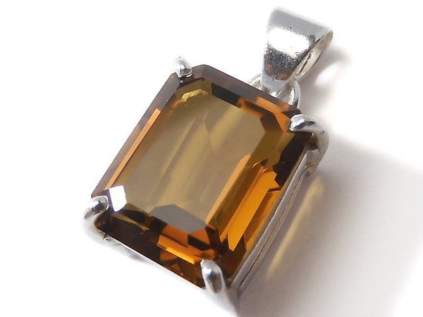 [Video][One of a kind] High Quality Brandy Quartz AAA Faceted Pendant Silver925 NO.17