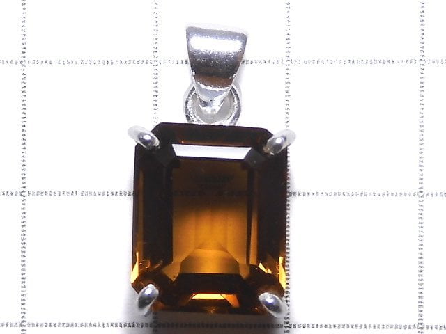 [Video][One of a kind] High Quality Brandy Quartz AAA Faceted Pendant Silver925 NO.17