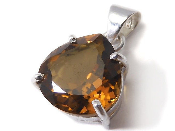 [Video][One of a kind] High Quality Brandy Quartz AAA Faceted Pendant Silver925 NO.20