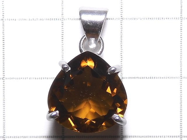 [Video][One of a kind] High Quality Brandy Quartz AAA Faceted Pendant Silver925 NO.20