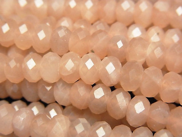 [Video]High Quality! Orange Moonstone AA++ Faceted Button Roundel 6x6x4mm 1strand beads (aprx.15inch/37cm)