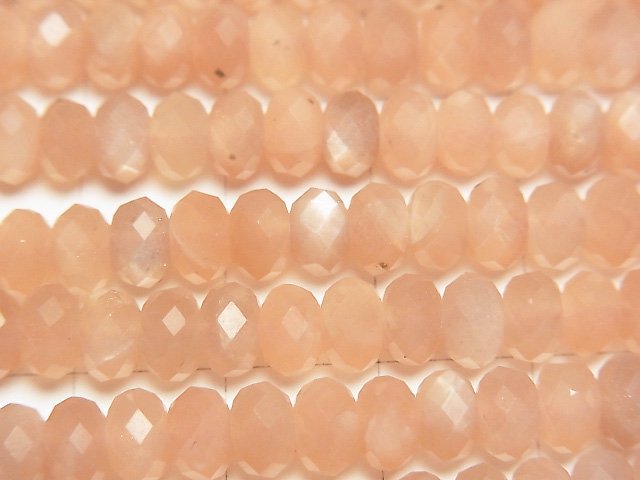 [Video]High Quality! Orange Moonstone AA++ Faceted Button Rondelle 6x6x4mm 1strand beads (aprx.15inch/37cm)
