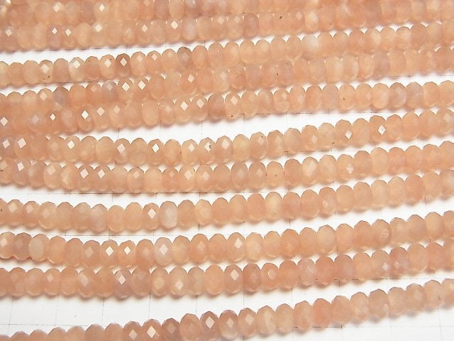 [Video]High Quality! Orange Moonstone AA++ Faceted Button Roundel 6x6x4mm 1strand beads (aprx.15inch/37cm)