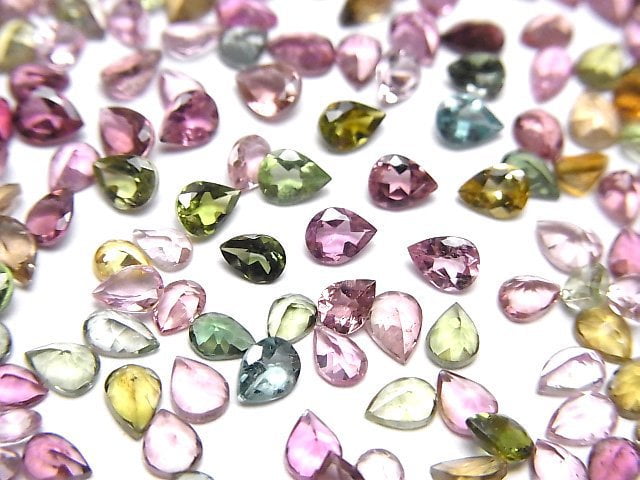 [Video]High Quality Multicolor Tourmaline AAA Loose Stone Pear Shape Faceted 4x3mm 10pcs