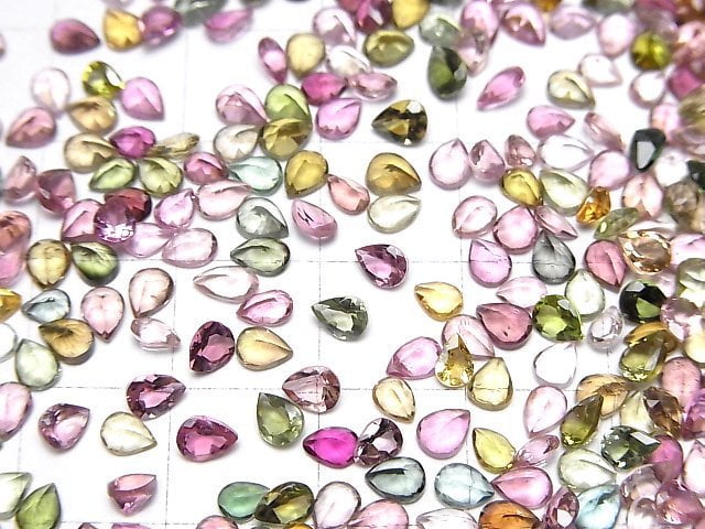 [Video]High Quality Multicolor Tourmaline AAA Loose Stone Pear Shape Faceted 4x3mm 10pcs