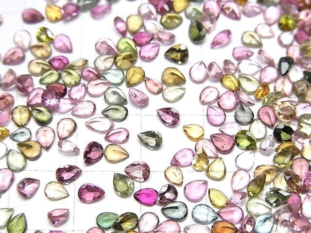 [Video]High Quality Multicolor Tourmaline AAA Loose Stone Pear Shape Faceted 4x3mm 10pcs