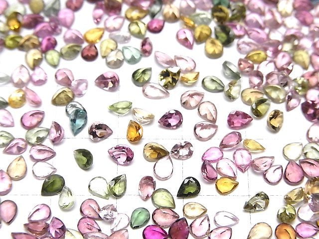 [Video]High Quality Multicolor Tourmaline AAA Loose Stone Pear Shape Faceted 4x3mm 10pcs