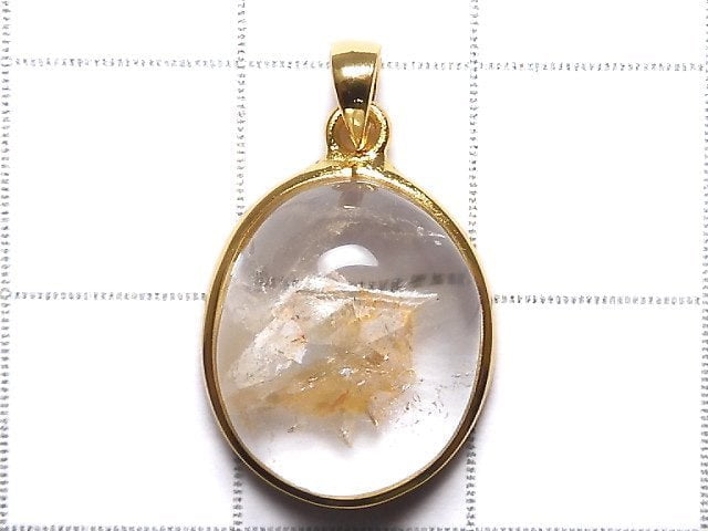 [Video][One of a kind] Crystal in Quartz Pendant 18KGP NO.18