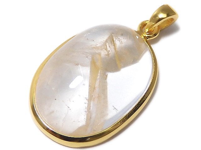 [Video][One of a kind] Crystal in Quartz Pendant 18KGP NO.20