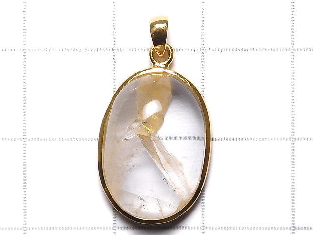 [Video][One of a kind] Crystal in Quartz Pendant 18KGP NO.20