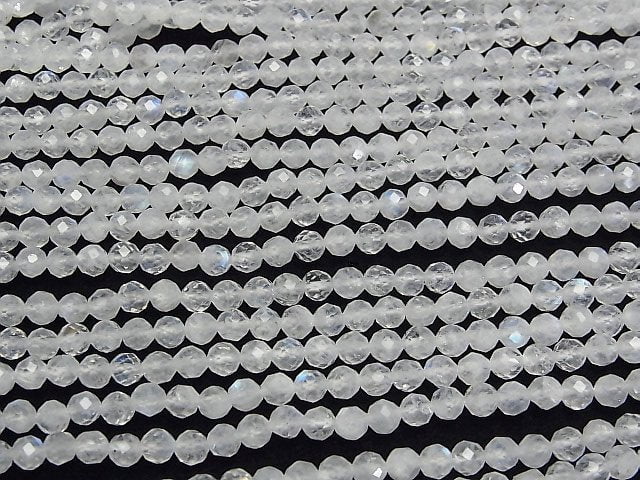 [Video]High Quality! Rainbow Moonstone AA++ Faceted Round 4mm 1strand beads (aprx.15inch/37cm)