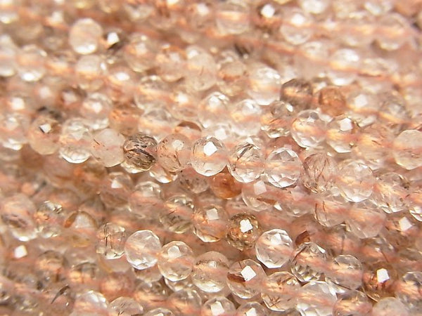 [Video] High Quality! Copper Rutilated Quartz AA++ Faceted Round 3mm 1strand beads (aprx.15inch/37cm)