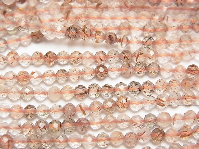 [Video] High Quality! Copper Rutilated Quartz AA++ Faceted Round 3mm 1strand beads (aprx.15inch/37cm)