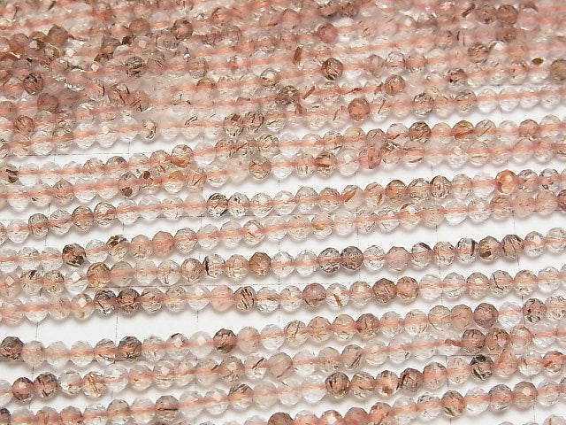 [Video] High Quality! Copper Rutilated Quartz AA++ Faceted Round 3mm 1strand beads (aprx.15inch/37cm)