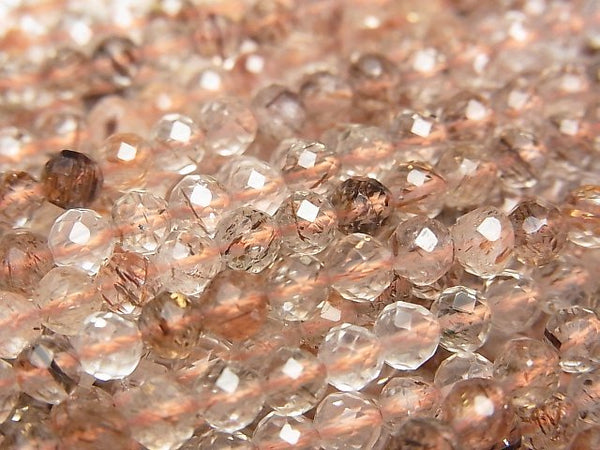 [Video]High Quality! Copper Rutilated Quartz AA++ Faceted Round 4mm 1strand beads (aprx.15inch/37cm)