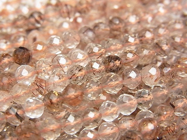 [Video]High Quality! Copper Rutilated Quartz AA++ Faceted Round 4mm 1strand beads (aprx.15inch/37cm)