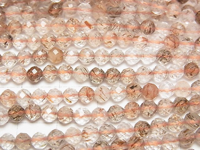 [Video]High Quality! Copper Rutilated Quartz AA++ Faceted Round 4mm 1strand beads (aprx.15inch/37cm)