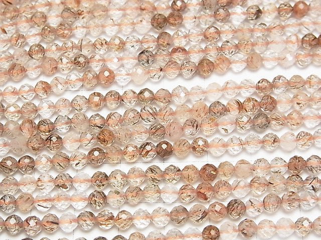 [Video]High Quality! Copper Rutilated Quartz AA++ Faceted Round 4mm 1strand beads (aprx.15inch/37cm)