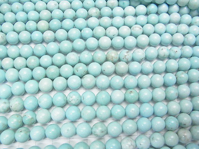 [Video]Magnesite Turquoise Light Blue Color Round 8mm 1strand beads (aprx.15inch/37cm)