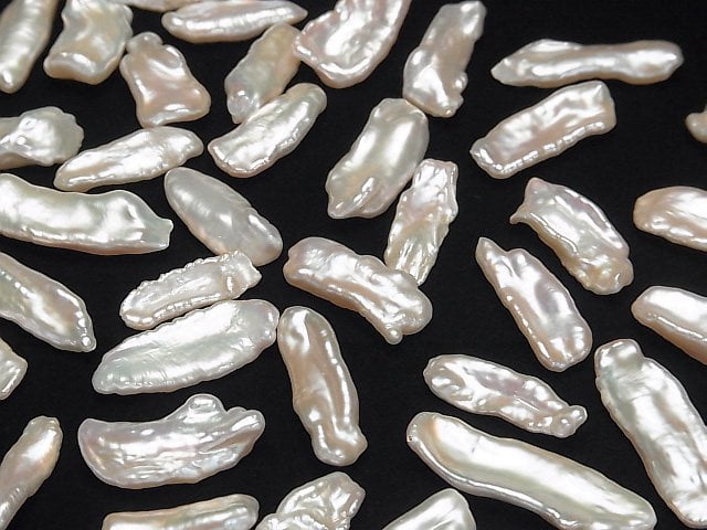 [Video] Fresh Water Pearl Keshi Pearl AA++ Loose stone Baroque 18-31mm Off-white 5pcs