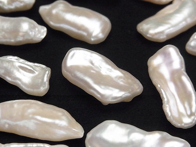 [Video]Fresh Water Pearl Keshi Pearl AAA- Loose stone Baroque 18-31mm Off-white 4pcs