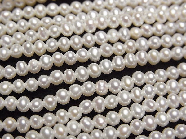 [Video] Fresh Water Pearl AAA Potato 3mm White half or 1strand beads (aprx.15inch/38cm)