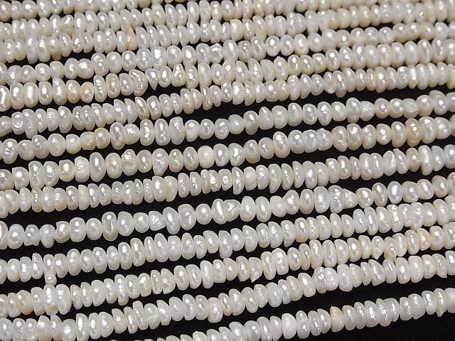 [Video] Fresh Water Pearl AA+ White Rondelle 4mm 1strand beads (aprx.14inch/34cm)
