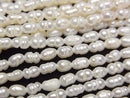 [Video] Fresh Water Pearl Keshi Pearl AA Rice-Baroque 5x3x3mm White 1strand beads (aprx.13inch/33cm)