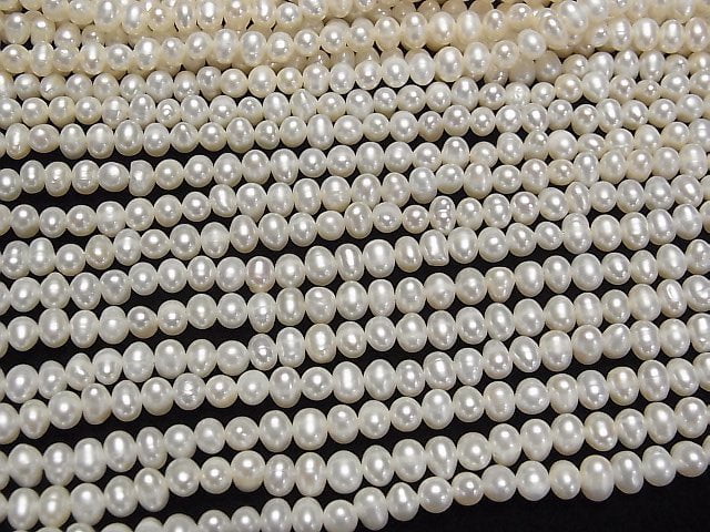 [Video] Fresh Water Pearl AA+ Potato 5-5.5mm White 1strand beads (aprx.13inch/33cm)