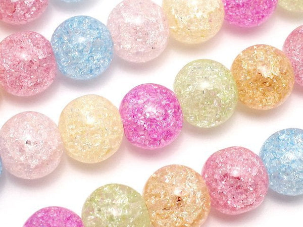 Multicolor Cracked Crystal Round 10mm 1strand beads (aprx.14inch/35cm)