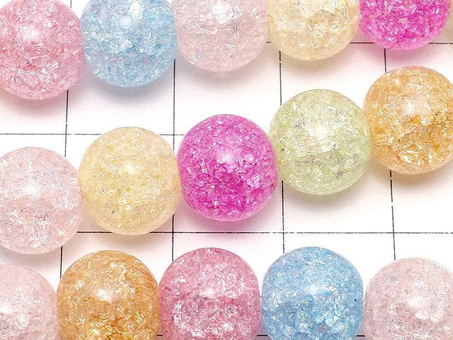 Multicolor Cracked Crystal Round 10mm 1strand beads (aprx.14inch/35cm)