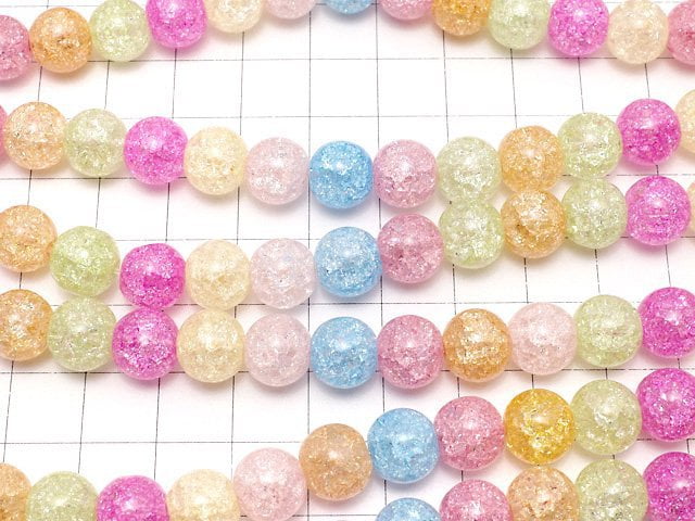 Multicolor Cracked Crystal Round 10mm 1strand beads (aprx.14inch/35cm)