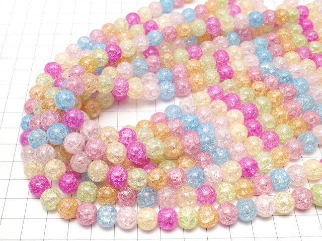 Multicolor Cracked Crystal Round 10mm 1strand beads (aprx.14inch/35cm)