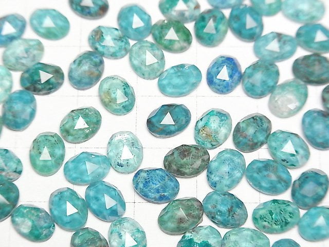 [Video] Chrysocolla x Crystal AAA Oval Rose Cut 8x6mm 3pcs