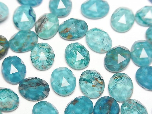 [Video] Chrysocolla x Crystal AAA Oval Rose Cut 10x8mm 2pcs