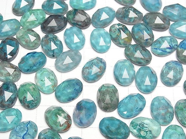 [Video] Chrysocolla x Crystal AAA Oval Rose Cut 14x10mm 2pcs