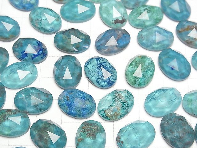 [Video] Chrysocolla x Crystal AAA Oval Rose Cut 16x12mm 1pc