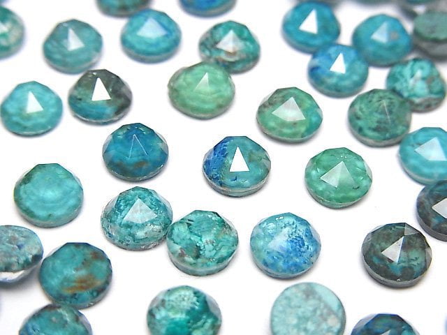 [Video] Chrysocolla x Crystal AAA Round Rose Cut 6x6mm 3pcs