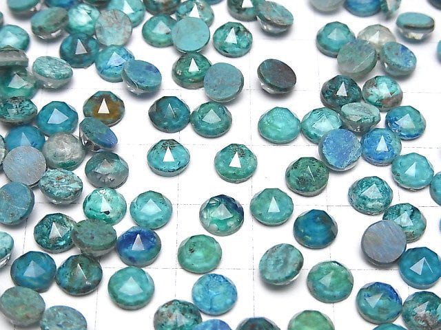 [Video] Chrysocolla x Crystal AAA Round Rose Cut 6x6mm 3pcs