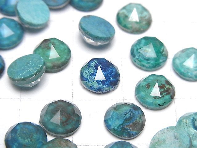 [Video] Chrysocolla x Crystal AAA Round Rose Cut 8x8mm 2pcs