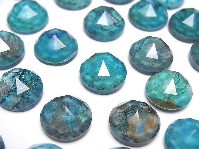 [Video] Chrysocolla x Crystal AAA Round Rose Cut 12x12mm 2pcs