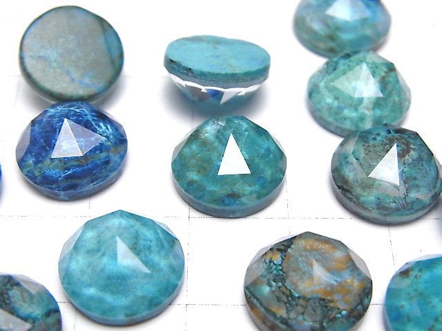 [Video] Chrysocolla x Crystal AAA Round Rose Cut 12x12mm 2pcs