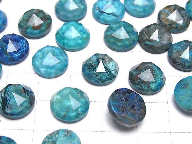 [Video] Chrysocolla x Crystal AAA Round Rose Cut 12x12mm 2pcs