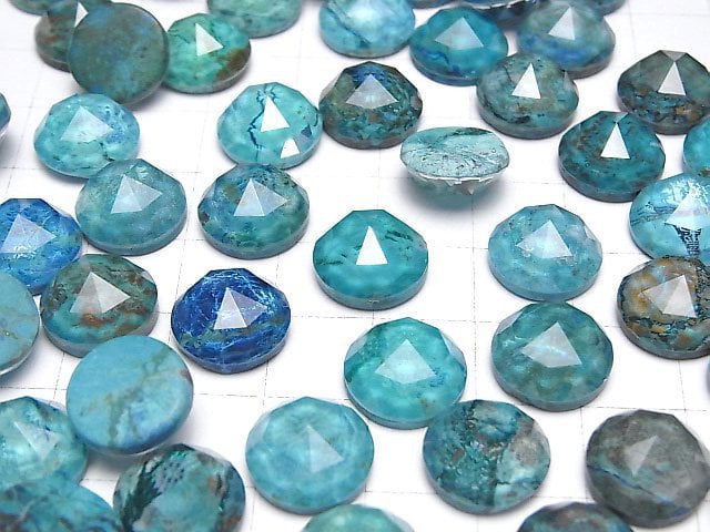 [Video] Chrysocolla x Crystal AAA Round Rose Cut 12x12mm 2pcs