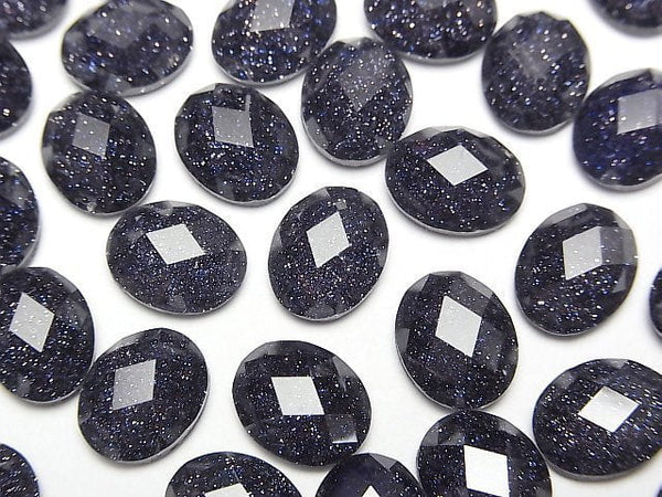 [Video] Blue Golden Sand Stone x Crystal AAA Oval Faceted Cabochon 10x8mm 2pcs