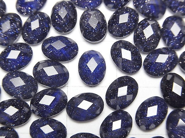 [Video] Blue Golden Sand Stone x Crystal AAA Oval Faceted Cabochon 8x6mm 3pcs