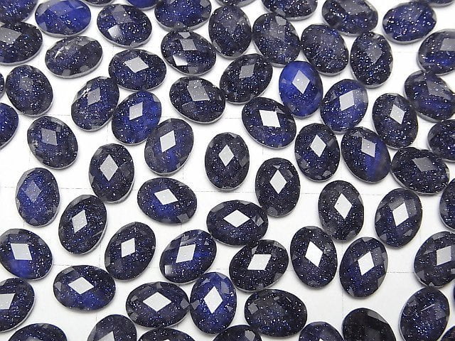 [Video] Blue Golden Sand Stone x Crystal AAA Oval Faceted Cabochon 8x6mm 3pcs