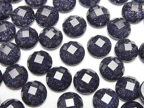 [Video] Blue Golden Sand Stone x Crystal AAA Round Faceted Cabochon 8x8mm 3pcs